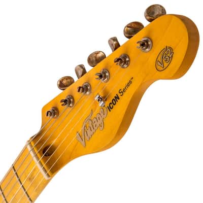 Vintage V52 ICON Electric Guitar - Distressed Butterscotch image 11