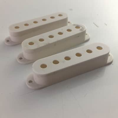 3 Genuine Fender Squier Vintage Strat Pickup Covers Electric Relic Aged White image 2