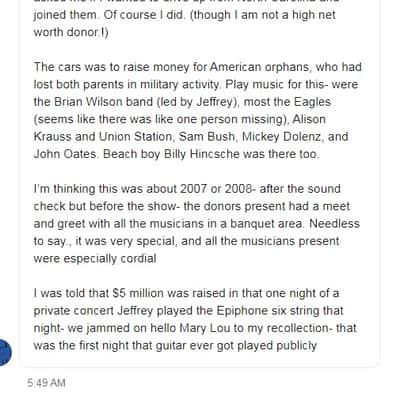 The Beach Boys Owned and Stage-Played MIJ Epiphone Riviera 6/VS Elite Sunburst Semi-Hollow Electric Guitar W/ Handwritten Bass Lines on a Grammy Ballot Invitation Letter image 2
