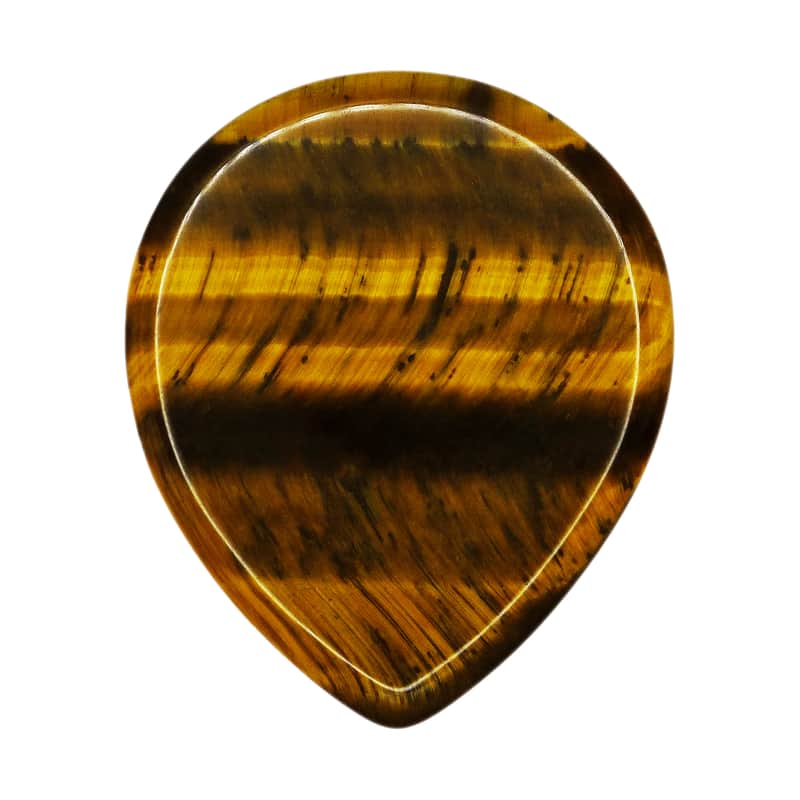 Yellow Tiger's Eye Stone Guitar Or Bass Pick - 3.0 mm Ultra Heavy Gauge - 347 Large Teardrop Shape - Specialty Handmade Gemstone Exotic Plectrum - 12 Pack image 1