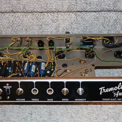 Vintage 1965 Fender Blackface Tremolux Tube Amp Chassis Project image 8