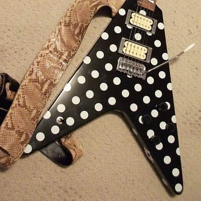 Randy Rhoads Black & White Polka Dot Flying V w/Rare 80's Earth III Python Strap image 2