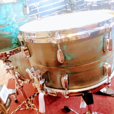 Q Drum Co. Copper 4pc Shell Pack Patina Drum Set image 9