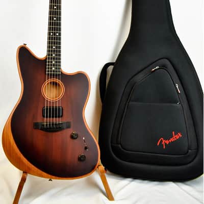 Fender American Acoustasonic Jazzmaster Bourbon Burst Acoustic Electric Guitar w/ Gig Bag image 7