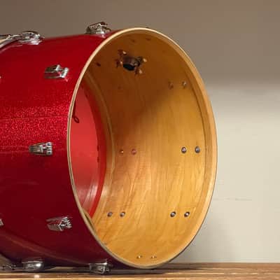 1970's Ludwig 22" Red Sparkle 14x22 Bass Drum 3-Ply Maple image 10