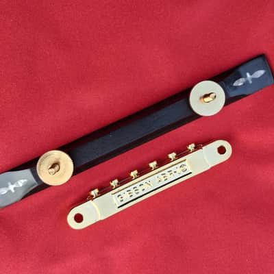 Inlaid ebony Bridge  for Gibson L-5 and high end Archtops Mid 70's - Ebony/Gold image 2
