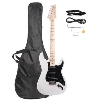 Glarry GST Electric Guitar With Black Pickguard White image 1