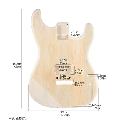 Electric Guitar Unfinished Poplar Wood with Single Pickup Hole for ST Electric Guitar Replacement Part,Three-Part Double-Tuned Soundhole Guitar Body image 2