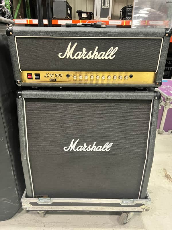 Marshall JCM 900 Model 4100 Amp Head with 1960A 4x12 Cabinet half stack - Black w/ Road Case image 1