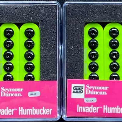 Seymour Duncan Invader 6 String Humbucker Pickup Set In NEON GREEN SH-8b & SH-8n Neck & Bridge image 2