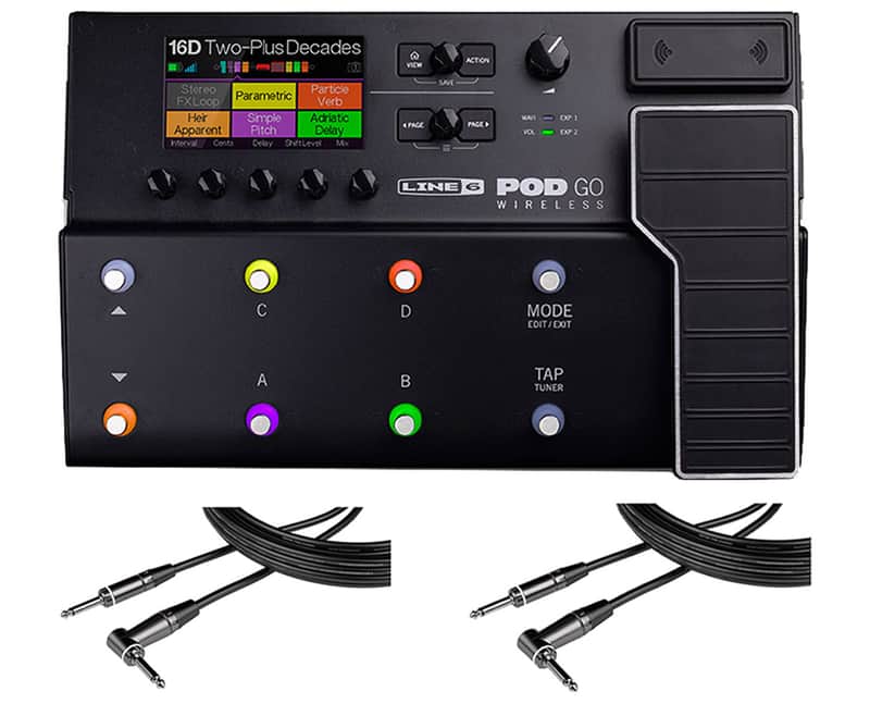 Line 6 POD Go Wireless + 2x Gator 20' RA Instrument Cable image 1