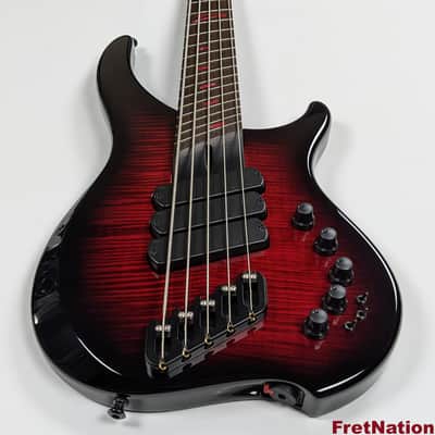 Dingwall AB1 Afterburner 1 RedBurst 5-String Multi-Scale Fanned Fret Bass Flame Maple Darkglass image 5