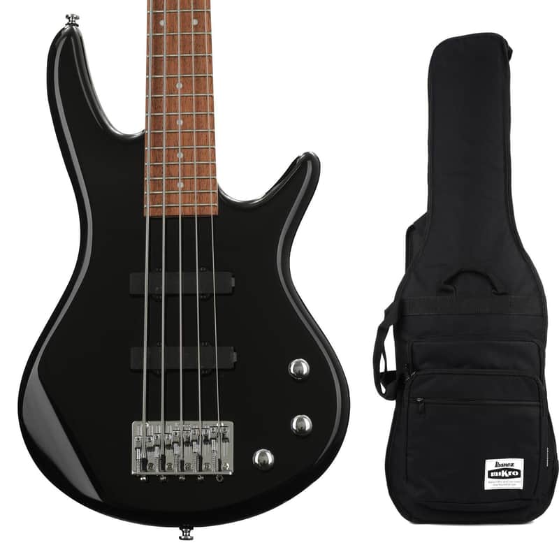 Ibanez miKro GSRM25 5-string Bass Guitar and Gig Bag - Black image 1