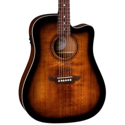 Luna Art Vintage Dreadnought Cutaway Acoustic-Electric Guitar Distressed Vintage Brown image 6