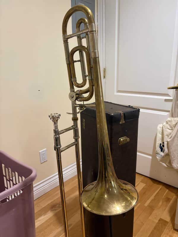 Bach 42BO Stradivarius Series Tenor Trombone with Traditonal Wrap F Attachment Standard Rotor Valve 2010s - Clear Lacquered Brass image 1