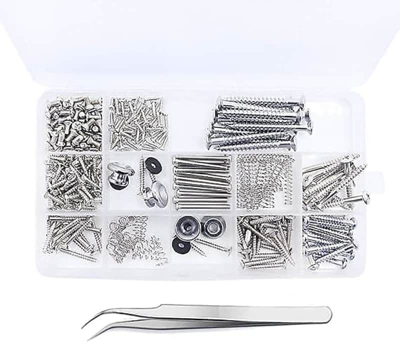 254 Pieces Electric Guitar Screw Kit (9 Types) with Springs for Electric Guitar Bridge, Pickup, Pickguard, Tuner, Switch, Neck Plate, Guitar Strap Buttons and a Tweezers image 1