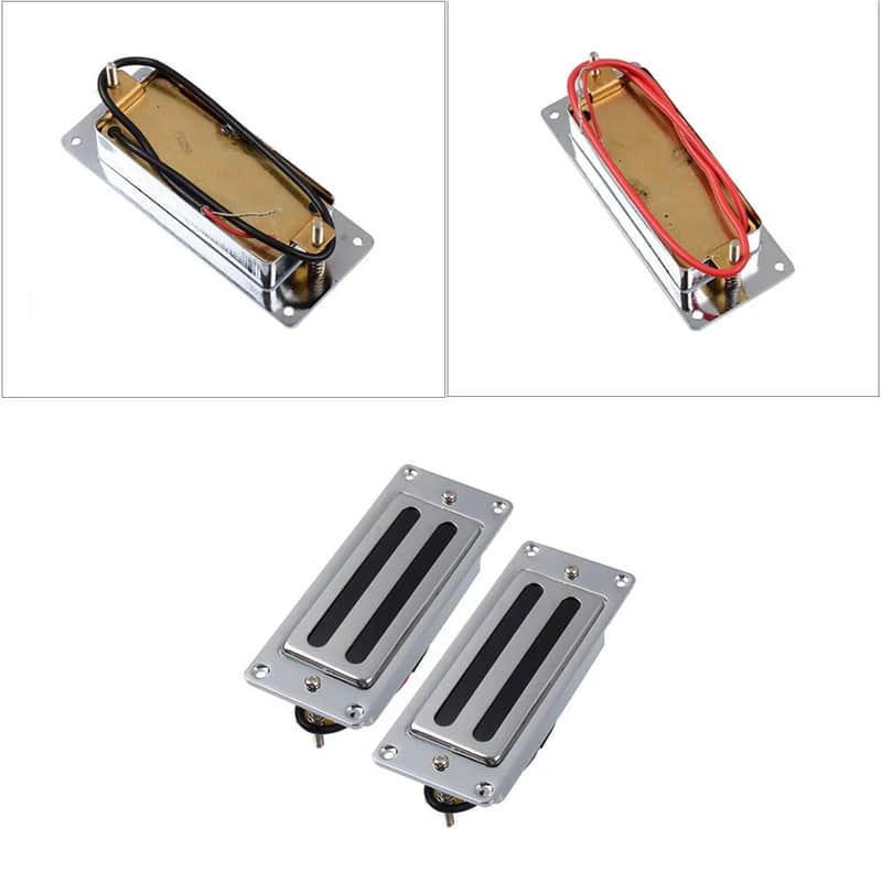 New Chrome Guitar Mini Humbucker Neck Bridge Pickup Sets Double Coil Open Style image 1