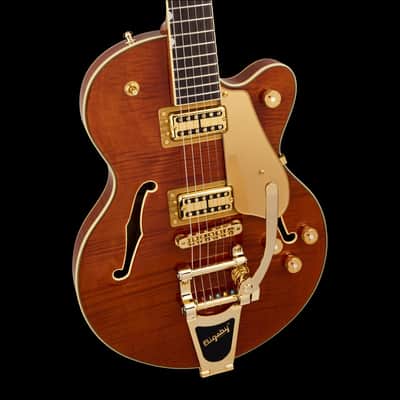 Gretsch Limited Edition Electromatic Flame Okoume Broadkaster Jr. Roundup Orange image 3