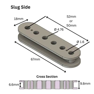 Custom ABS Humbucker Pickup Bobbins, Deco Style, 50mm/52mm Pole Spacing - Slug Side, Screw Side & Sets-White / Full Set / 52mm image 2