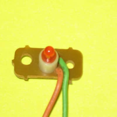 very clean Boss RED LED on a very small rectangle circuit board + green & orange wires (works fine) for Boss compact size pedals - came off of a used 1985 PH-2 Super Phaser pedal) + 2 small pieces of heat shrink tubing (NO: pedal or other items included image 3