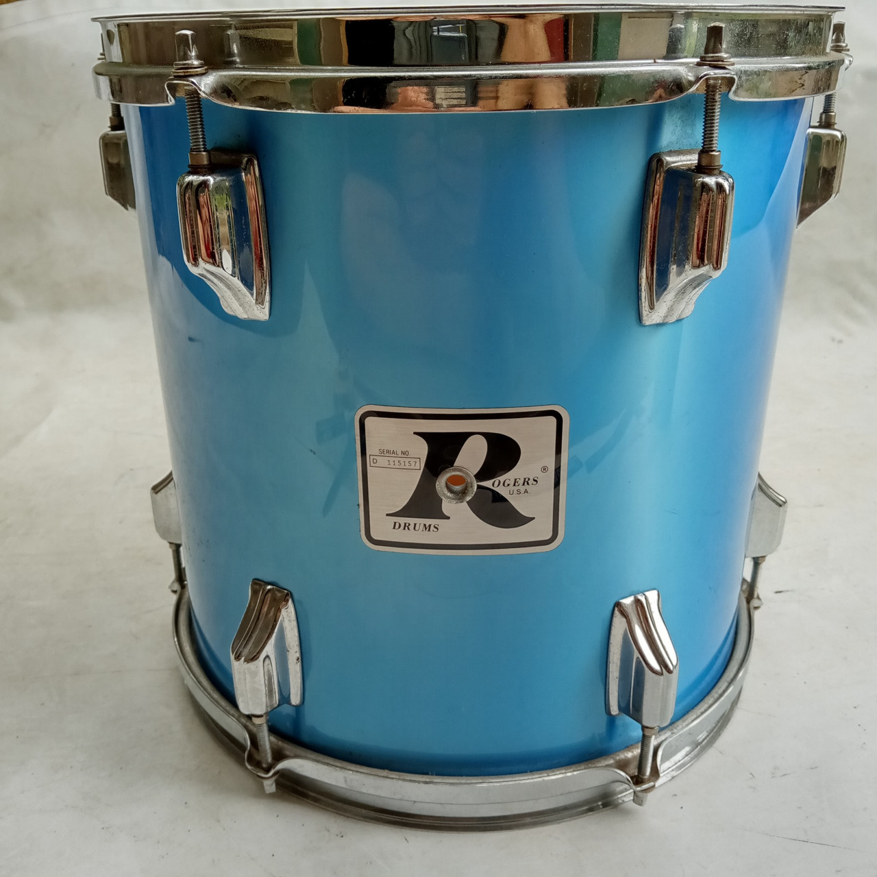Rogers 12x12" XP8 Blue Mist Tom Drum 8Ply Keller 100% Rock Maple Vintage 80s USA — main photograph