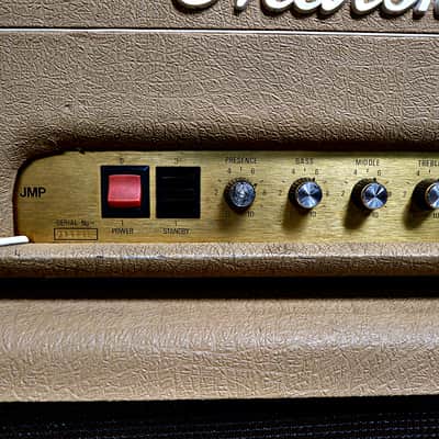 Vintage Marshall JMP 2203 MKII Master Lead 100-watt Amp Head w/ Matching 4x12 Speaker Cab - Fawn Tolex image 8