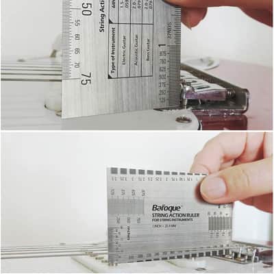 Double Sided Multi Function String Action Ruler Gauge Tool Both Metric & Imperial,Guitar Measuring Ruler,Luthier Tool for Electric, Acoustic & Bass Guitars image 3
