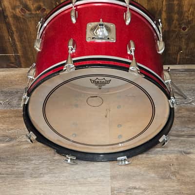 Vintage 1970s Slingerland 14x20 Bass Drum Project - 20" Red Sparkle Rewrap - No Badge - Missing Spur image 5