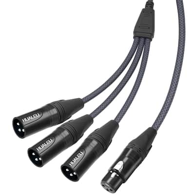 5Ft Xlr 1 Female To 3 Male Y Splitter Cable,3 Way Xlr Splitter Balance 1 Female To 3 Male Audio Cable For Mixer Microphone-One Microphone Connects 3 Interfaces 1 Pack image 1