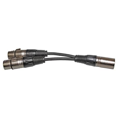 3 pin XLR MALE plug to 2 FEMALE jack Y SPLITTER mic cable adaptor 6 inch cord image 2