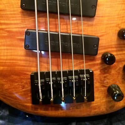 Roscoe LG3005 Fretless Natural/Flame Honey Blonde image 5
