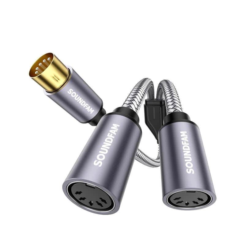 Midi Splitter Cable? 5-Pin Din Male To Dual Female 60Cm / 2Ft Professional Audio Signal Duplicator For Keyboards,Synthesizers & Interfaces,Studio-Quality Oxygen-Free Copper Core? image 1