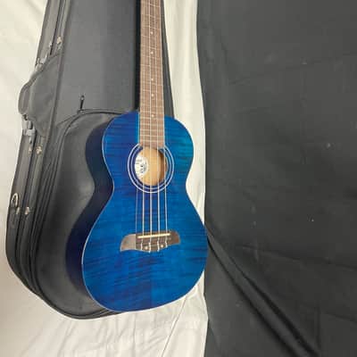 Oscar Schmidt OU2TFTBL-A Tenor Flame Mahogany Ukulele NEW uke Blue OU2 w/ lightweight case-Blemished image 2