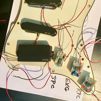 EMG 85 SA SA - black + SPC, EXG, RPC , switch, jack + all drawings, diagrams to wire up - mid 1980's image 2