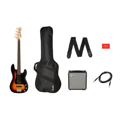 Squier Affinity Pack Precision Bass, 3 Tone Sunburst, Laurel Fingerboard, Rumble 15 image 4