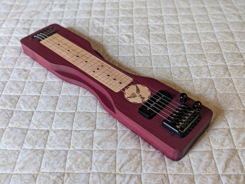 Mini Travel Headless Lap Steel Guitar – Purpleheart & Maple, P90 Pickup, Gig Bag image 1