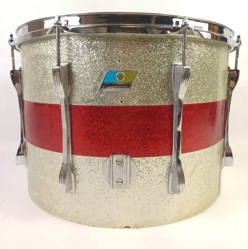 Ludwig 12x17"Silver/Red Sparkle Tenor Tom Drum 70s B/O 3Ply Maple Vintage Parade image 1