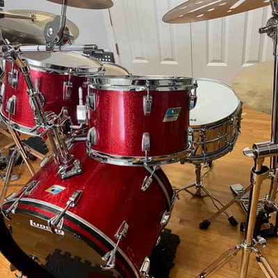 Ludwig Hollywood/Big Beat 4pc Drum Kit Set 3Ply Vintage 1970's 12/13/16/22" Red Sparkle image 3