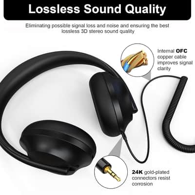 Coiled Audio Cable Cord Compatible with Bose QuietComfort QC 45, QC35 II, QC 35, OE2 OE2i Soundlink SoundTrue Headphone with 6.35mm Adapter for Guitar/Xbox One/ PS4, Black (4 to 16FT) image 3