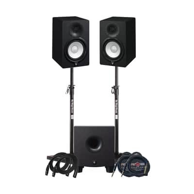 Yamaha HS7 95W Powered Studio Monitor Speaker (Pair) with Yamaha HS8S 150W Powered Sub, Stands, and Cables (8 Items) image 1