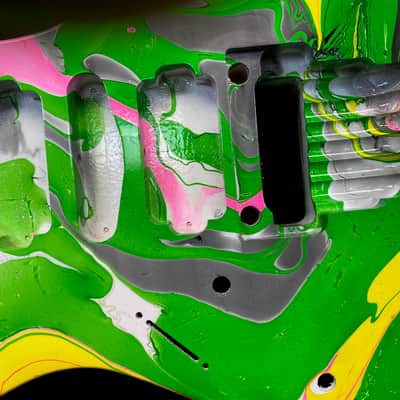 Neon multicolor swirled alder 6 string Jem style guitar body, LEFTY, HSH, AANJ, rear route- RB213 image 2
