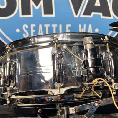 Slingerland -  5x14" Gene Krupa Sound King Snare Drum, 10 Lugs, Trick Strainer, 1970s Chrome over Brass image 8