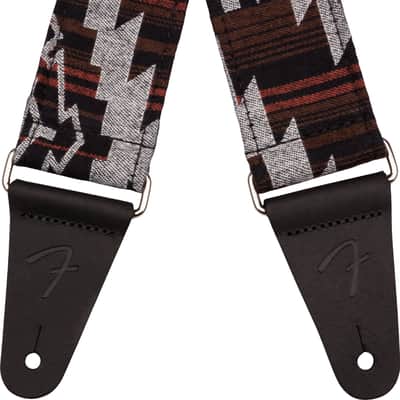 Fender 2"  Zion guitar Strap in a  Black Aztec patter Leather Ends #0992132551 image 3