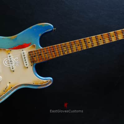 Fender Stratocaster Daphne Blue/Pelham Blue Tex-Mex Made in USA Medium Relic Aged RARE image 10