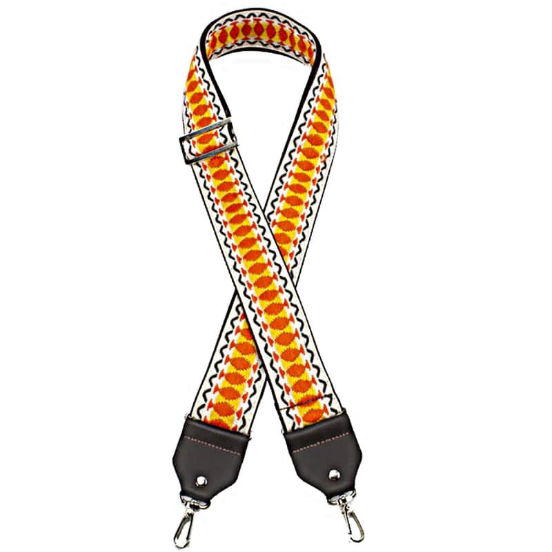Henry Heller VINTAGE REISSUE HVBJ-04 2" Jacquard Weave W Leather Ends Banjo Strap  Orange / Creme image 1