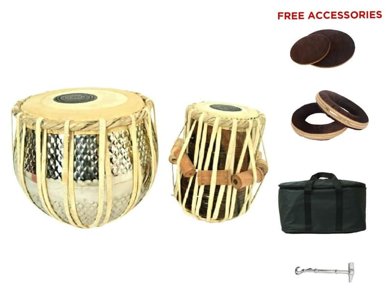 Handmade Steel Tabla Designer Folk Musical Percussion Instrument Drums Set With Bag image 1