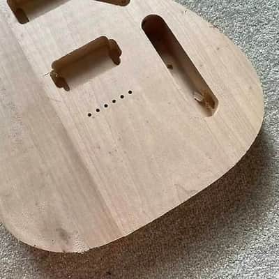 Unfinished Mahogany Wood Tele Style Guitar Body HH, String Through Bridge image 6
