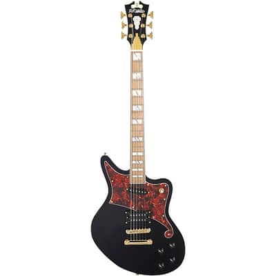 D'Angelico Deluxe Series Bedford Electric Guitar with Stopbar Tailpiece Regular Black image 3