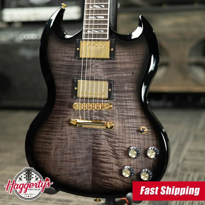 Gibson SG Supreme Electric Guitar - Translucent Ebony Burst with Hardshell Case - Floor Model Demo