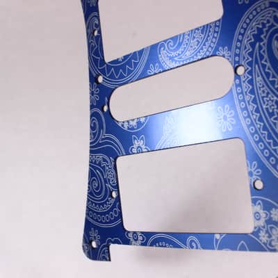 Brushed Blue Paisley Anodized Aluminum pickguard fits Ibanez (tm) RG550 Jem RG  HSH image 6